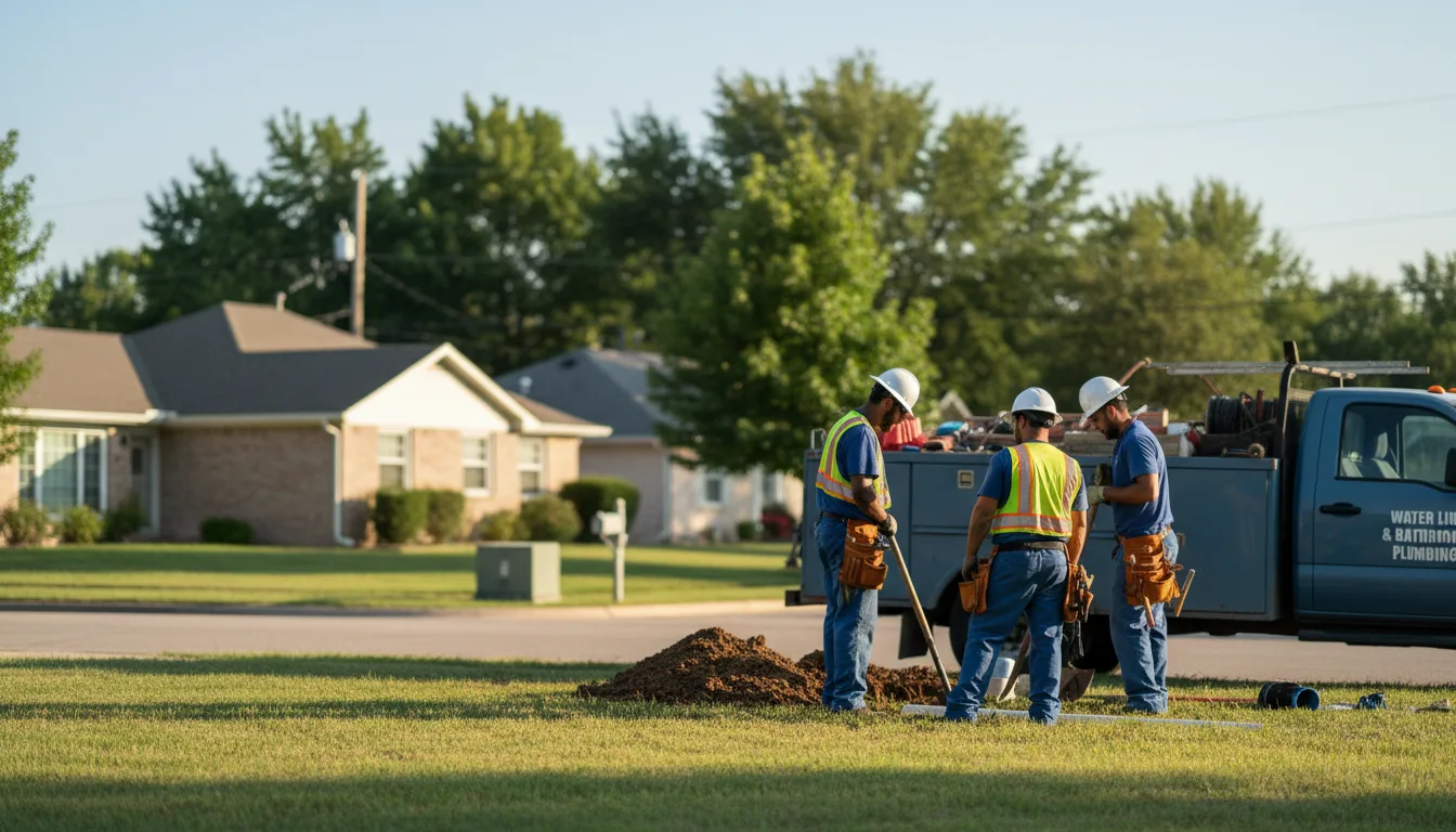 Residential water line and bathroom plumbing service in Stroud, OK